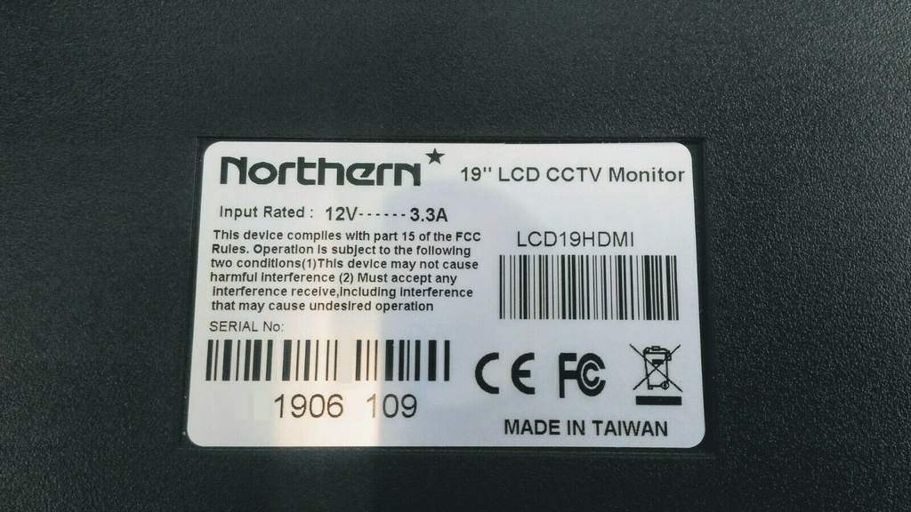 Northern CCTV Security Video Monitor NTH-LCD19HDMI 19”