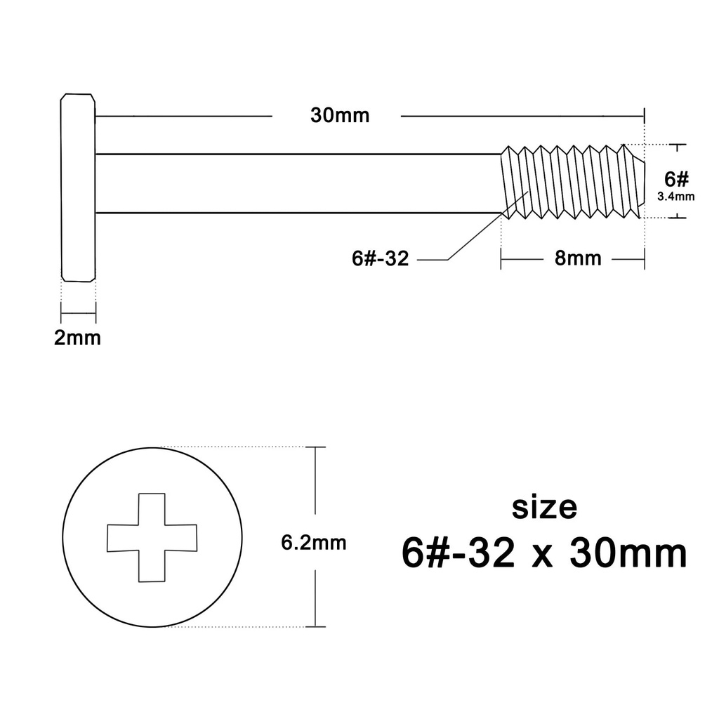 6#-32x30mm Long Phillips Flat Head Mount Screw Fan Radiator WaterCooling Sold individually