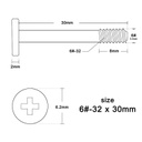 6#-32x30mm Long Phillips Flat Head Mount Screw Fan Radiator WaterCooling Sold individually
