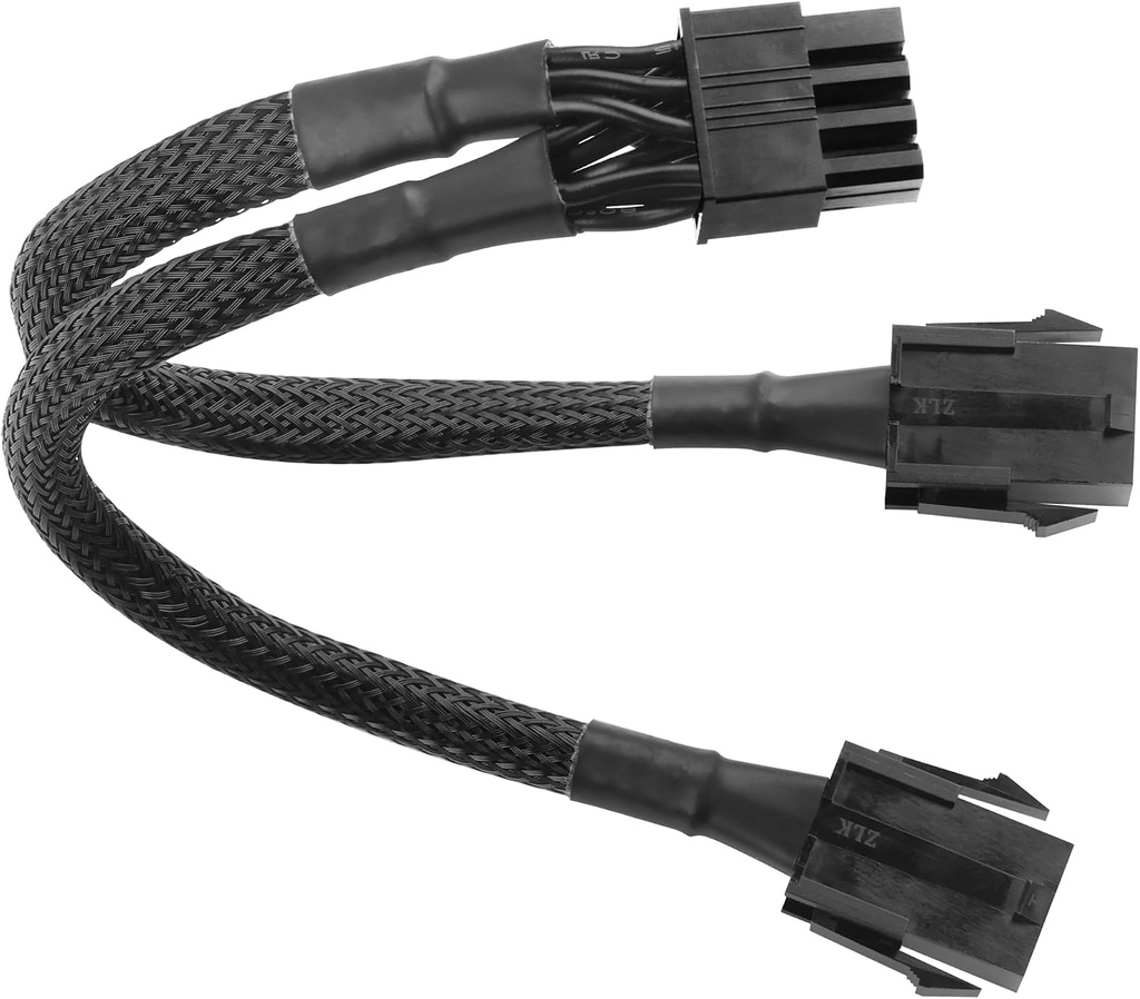 Câble d'alimentation double 6 broches femelle vers 8 broches mâle GPU pour conversion d'alimentation de carte graphique dans les ordinateurs de bureau – 22,5 cm / 8.8 in/8,8 po