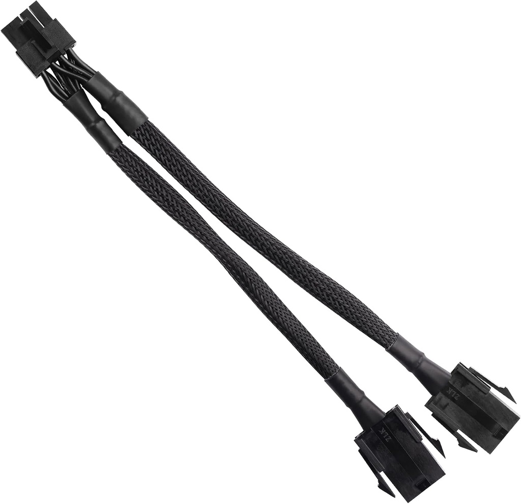 Câble d'alimentation double 6 broches femelle vers 8 broches mâle GPU pour conversion d'alimentation de carte graphique dans les ordinateurs de bureau – 22,5 cm / 8.8 in/8,8 po