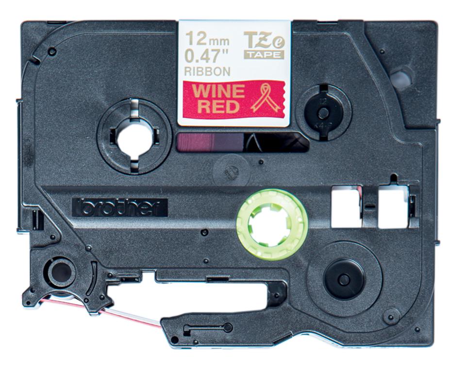 Brother Cassette à ruban véritable - Or sur rouge vin, 12 mm de large (TZERW34)