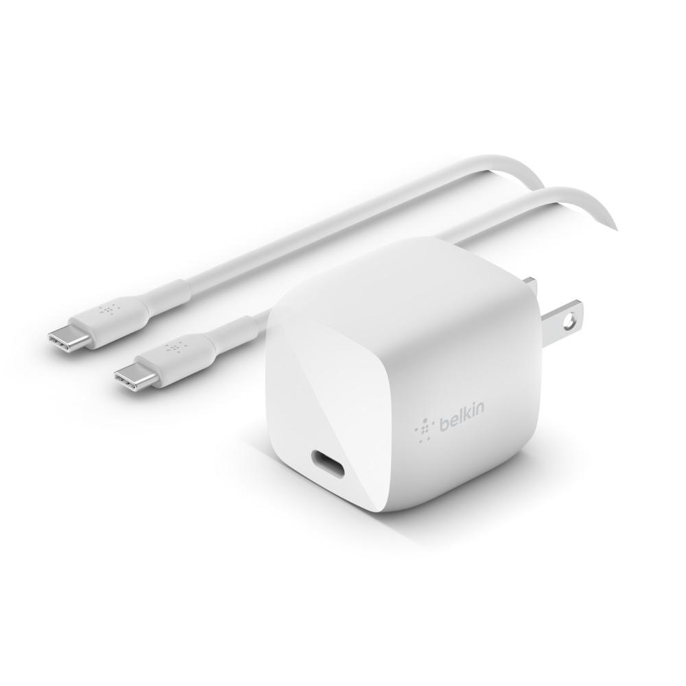 Belkin 30 W, USB-C, chargeur mural GaN, + câble USB-C (WCH001DQ1MWH-B6)
