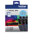 Brother High-yield Ink, 3 Pack Color, Yields approx. 500 pages (LC401XL3PKS)