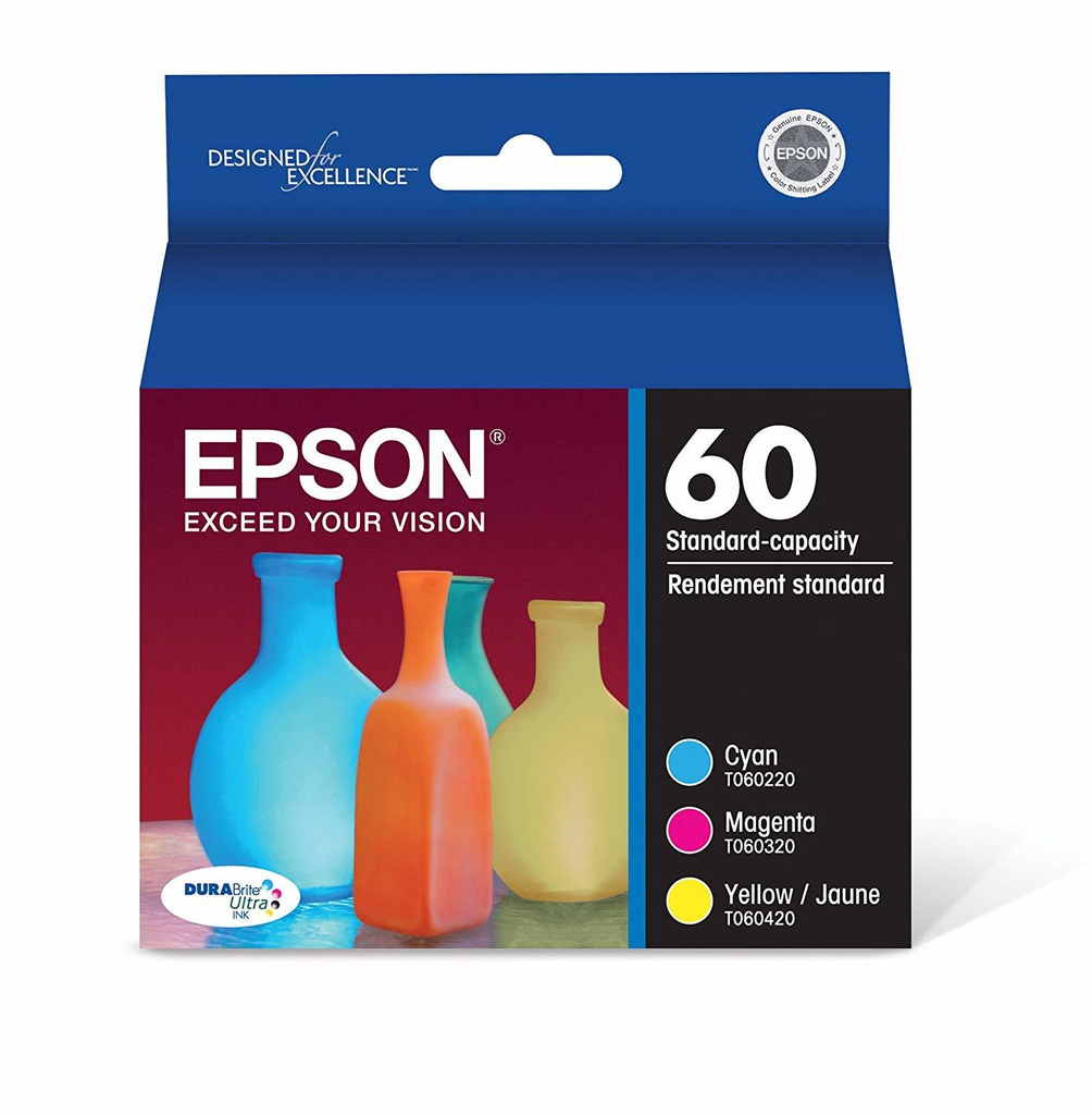 Epson Color Ink Cartridges, Standard Capacity, C/M/Y, 3-Pack (T060520-S)