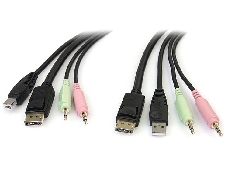 StarTech.com 6ft 4-in-1 USB DisplayPort KVM Switch Cable w/ Audio &amp; Microphone
