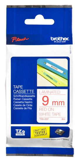 Brother Red on White Laminated Tape 39mm x 8m (TZE222)