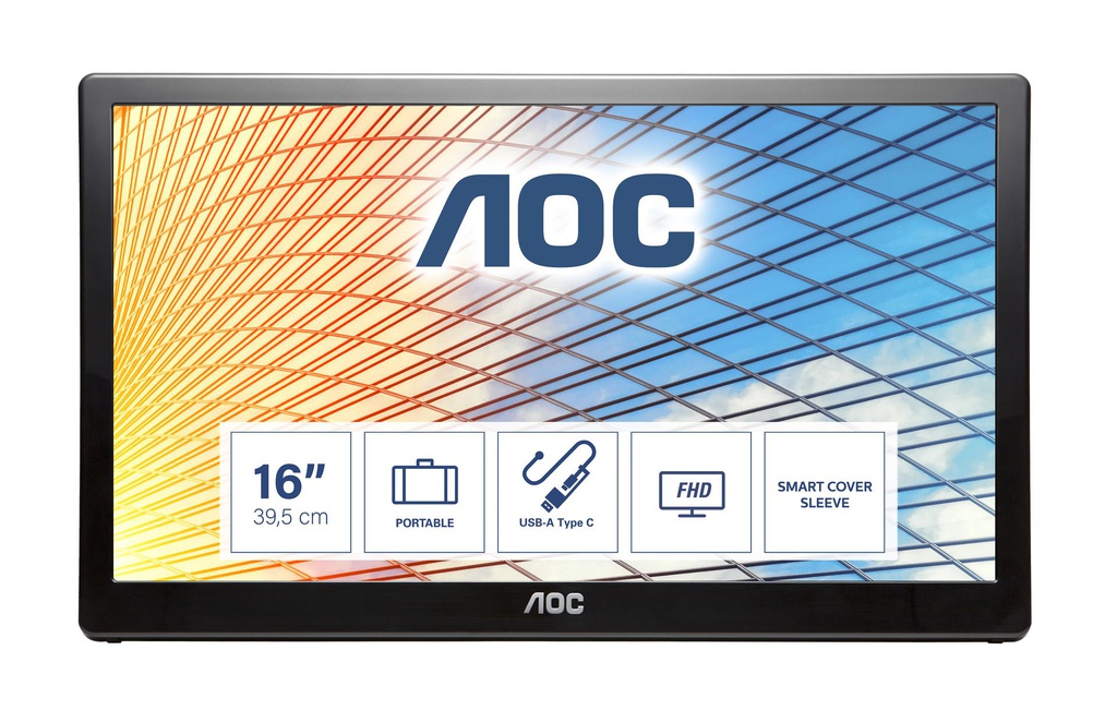 AOC 59 Series E1659FWU, 39.6 cm (15.6&quot;), 1366 x 768 pixels, LED, 12 ms, Black