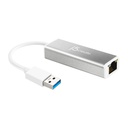 j5create JUE130 USB 3.0 Gigabit Ethernet Adapter, Silver and White