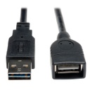 Tripp Lite UR024-001, 0,3 m, USB A, USB A, USB 2.0, Mâle/Femelle, Noir
