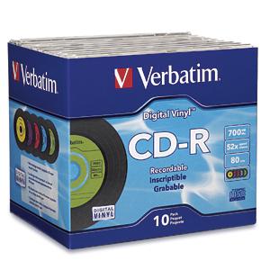 Verbatim Digital Vinyl CD-R™ 80MIN 700MB 52X 10pk Jewel Cases (94439)