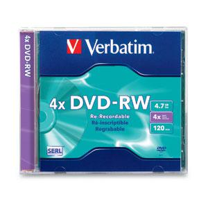 Verbatim DVD-RW 4.7GB 4X Branded 1pk Jewel Case (94836)