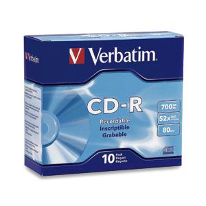 Verbatim CD-R 80MIN 700MB 52X Branded 10pk Slim Case (94935)