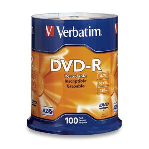 Verbatim DVD-R 4.7GB 16X Branded 100pk Spindle (95102)