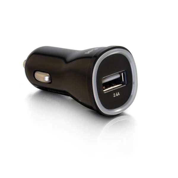 C2G Chargeur de voiture USB à 1 port, sortie 2,4 A (21068)