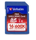 Verbatim Carte mémoire SDHC 16 Go PRO 600X UHS-1 (98046)