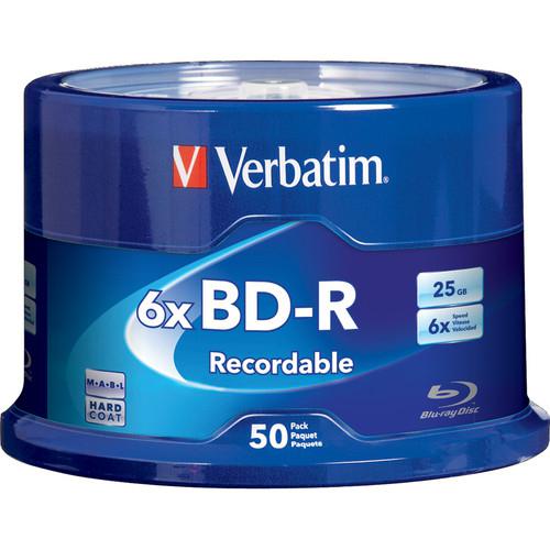 Verbatim 25GB BD-R Blu-Ray Discs, 50 Pack Spindle (98397)