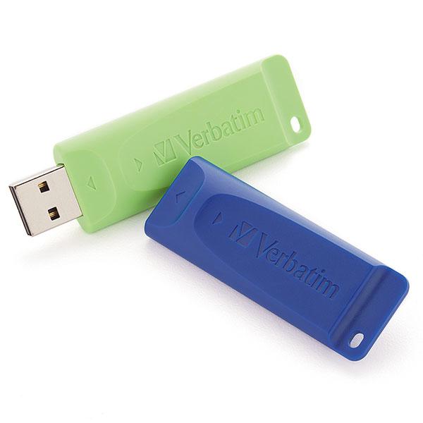 Verbatim 32GB USB 2.0 Flash Drive, 2 Pack: Blue, Green. (99124)