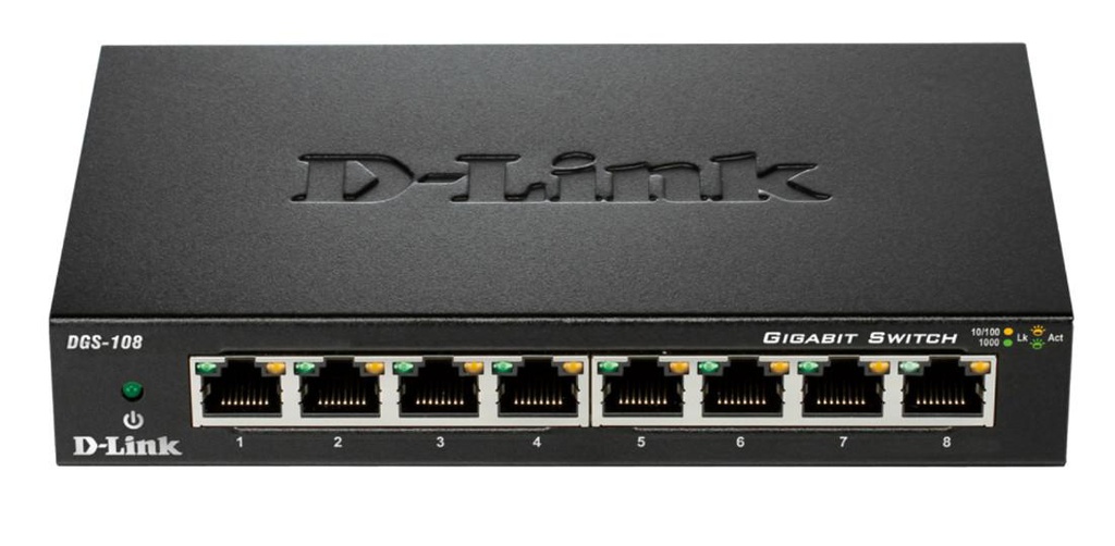 D-Link 8 Port Gigabit Switch, Black (DGS-108-STAPLES)