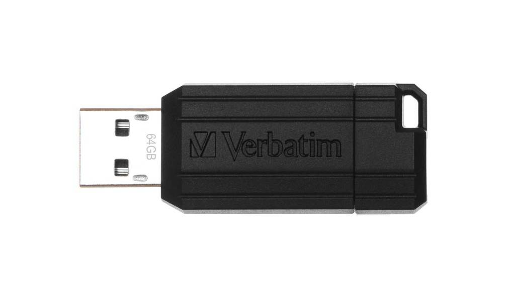 Verbatim Micro-clé USB PinStripe de 64 Go - noire (49065)