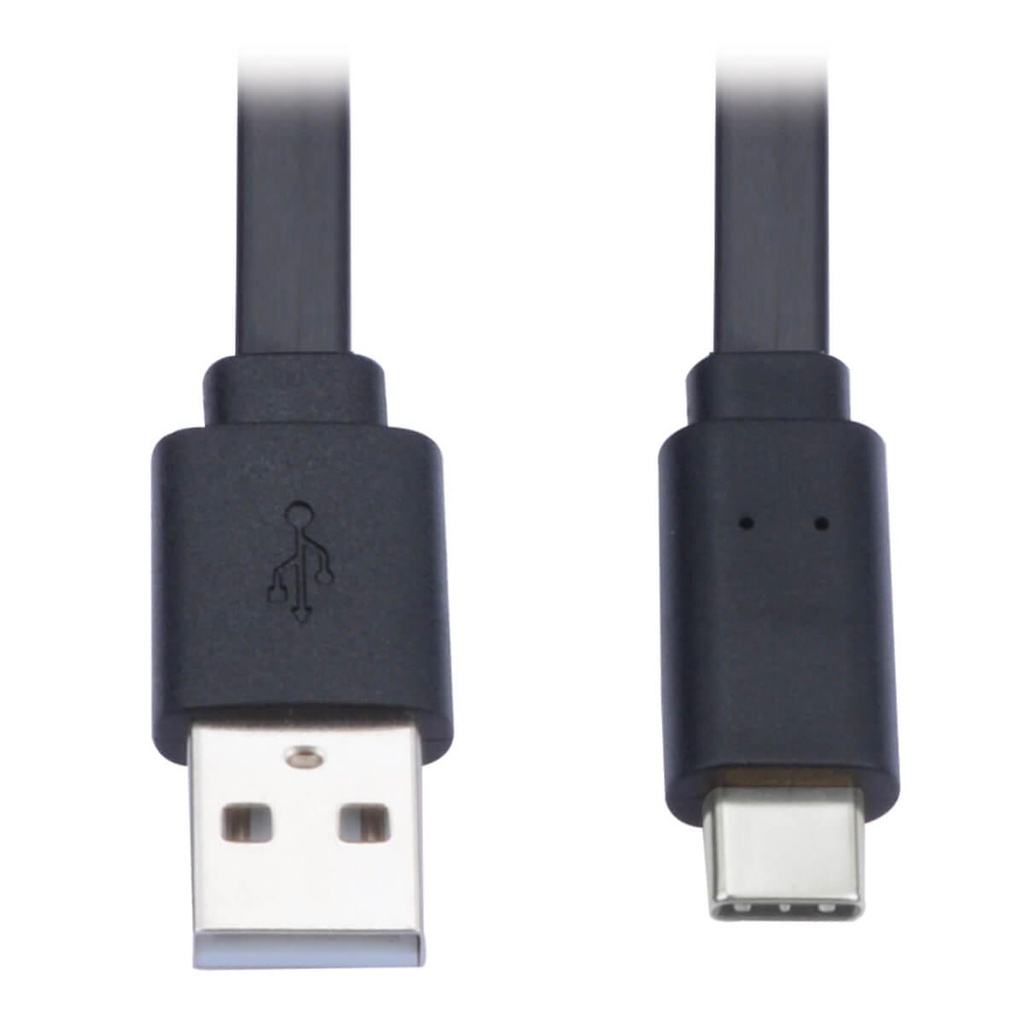 Tripp Lite USB-A to USB-C Flat Cable - M/M, USB 2.0, Black, 6 ft. (1.83 m)