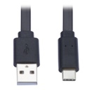 Tripp Lite Câble plat USB-A vers USB-C - M/M, USB 2.0, noir, 1,83 m (6 pi)