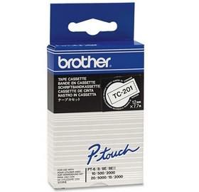 Brother Laminated Labelling Tape, 12mm, Black on White (TC201)