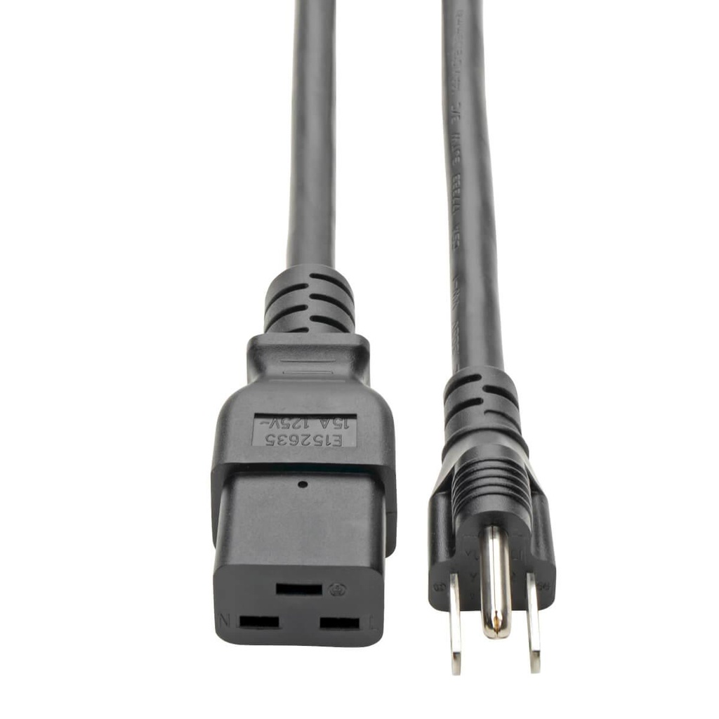 Tripp Lite P034-010, 3,05 m, Coupleur C19, NEMA 5-15P, SJT, 125 V, 15 A