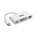Tripp Lite Adaptateur USB-C vers DVI avec port USB-A et charge PD, blanc