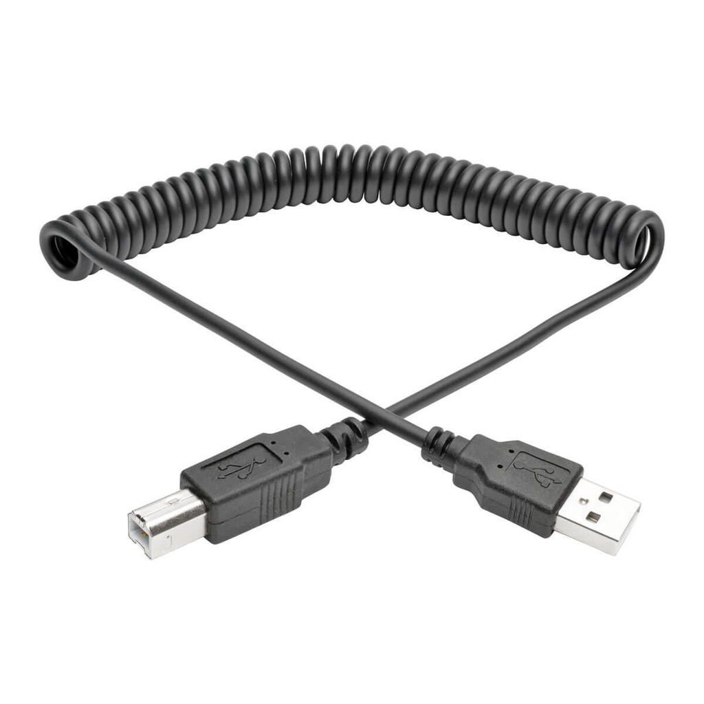 Tripp Lite USB 2.0 A to B Coiled Cable (M/M), 10 ft. (3.05 m) (U022-010-COIL)