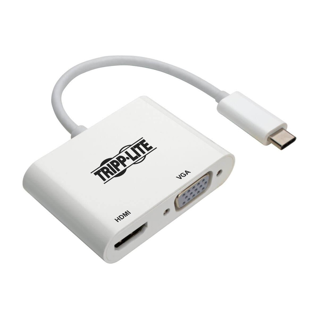 Tripp Lite USB-C Multiport Adapter (M/2xF) - 4K HDMI, VGA, White (U444-06N-HV4K)