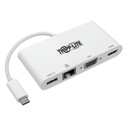 Tripp Lite Adaptateur multiport USB-C - HDMI 4K, VGA, USB-A, GbE, HDCP, blanc