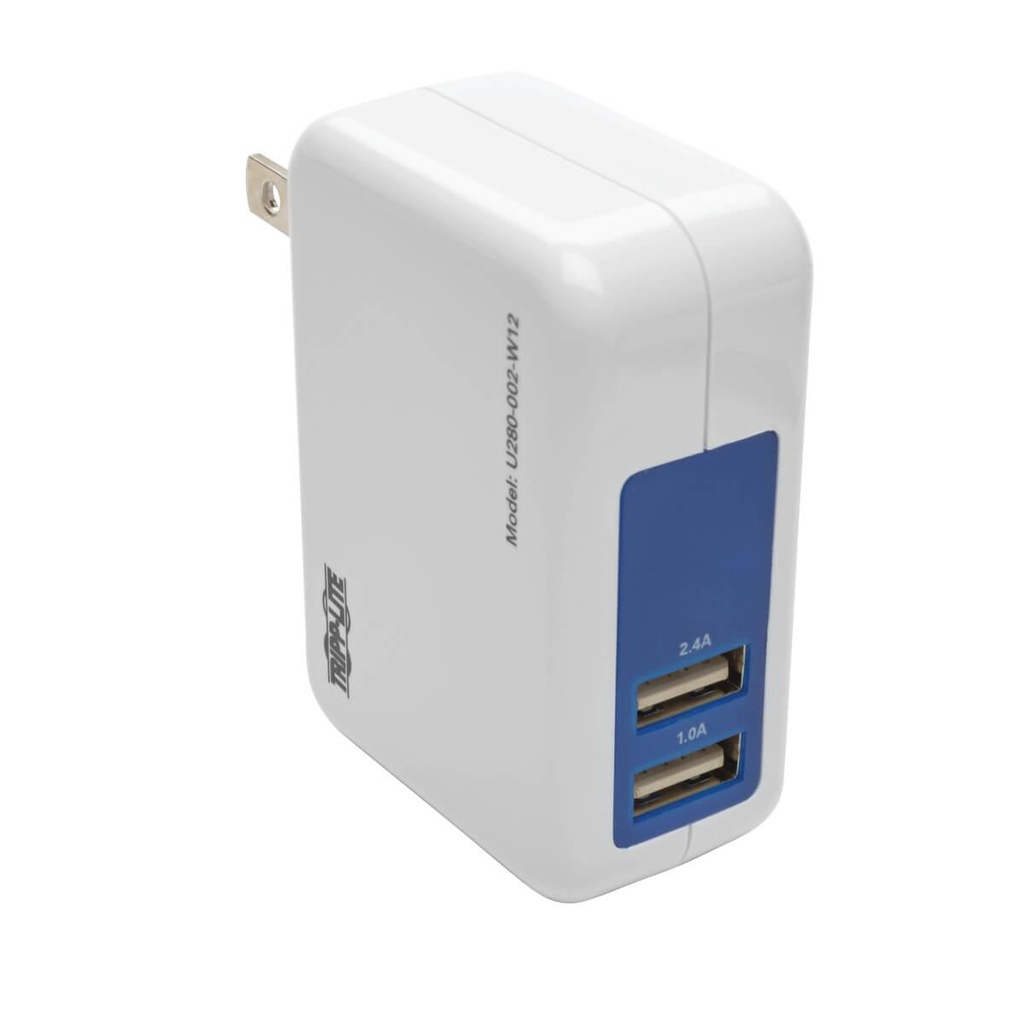 Tripp Lite 2-Port USB Wall/Travel Charger, 5V 3.4A / 17W (U280-002-W12)