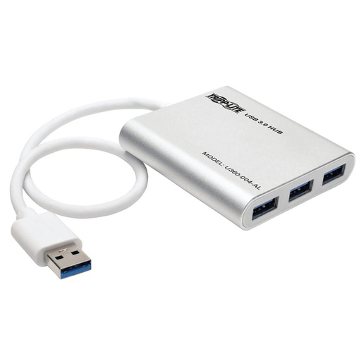 Tripp Lite 4-Port Portable USB 3.0 SuperSpeed Mini Hub, Aluminum (U360-004-AL)