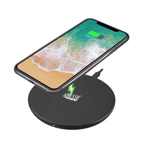 Adesso AUH-1010, Indoor, USB, 9 V, Wireless charging, 1.2 m, Black