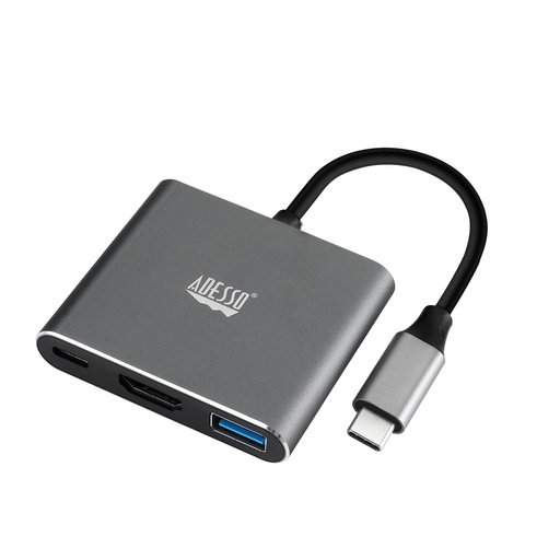Adesso 3 in 1, USB 3.2 Gen 1 (3.1 Gen 1) Type-C, 4K HDMI,Gray (AUH-4010)
