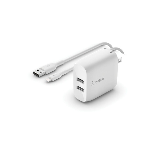 Belkin 24W, 1m, Indoor, Dual USB-A Charger (WCD001DQ1MWH)