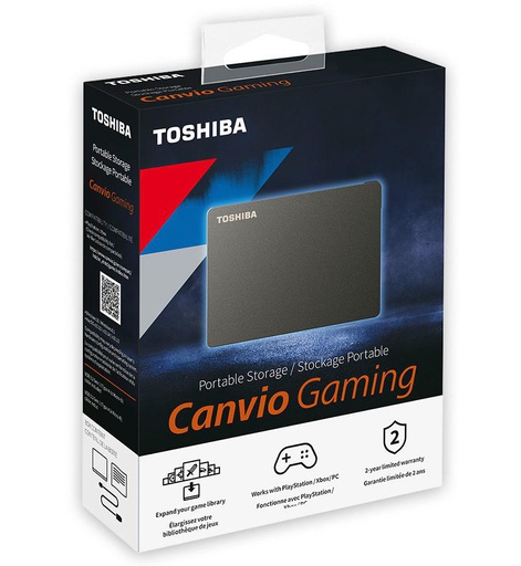 Toshiba Canvio Gaming, 4000 Go, 2.5", 2.0/3.2 Gen 1 (3.1 Gen 1), Noir
