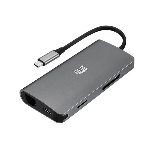 Adesso 8 en 1, USB 3.2 Gen 1 (3.1 Gen 1) Type-C, Gris (AUH-4030)