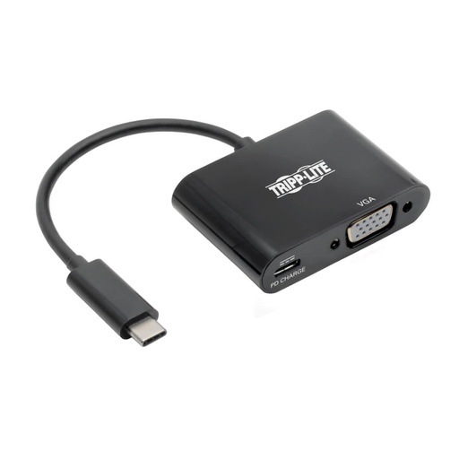 Tripp Lite USB-C to VGA Adapter with PD Charging, Black (U444-06N-VB-C)