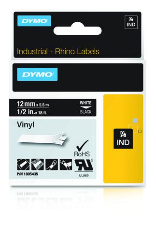 DYMO IND Vinyl Labels, 12mm x 5.5m (1805435)