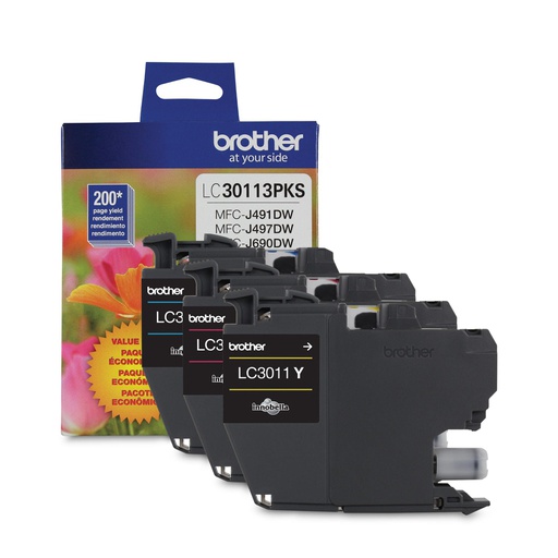 Brother 3-Pack Standard-yield Colour Ink Cartridges (LC30113PKS)