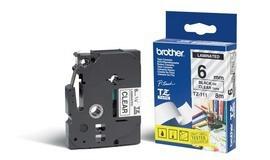 Brother 6 mm, noir sur transparent, 8 m, laminé (TZE111)