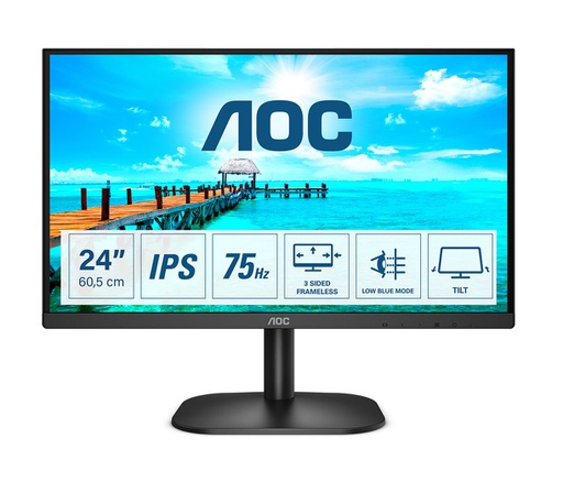 AOC B2 24B2XH, 60,5 cm (23.8"), 1920 x 1080 pixels, Full HD, LED, 7 ms, Noir
