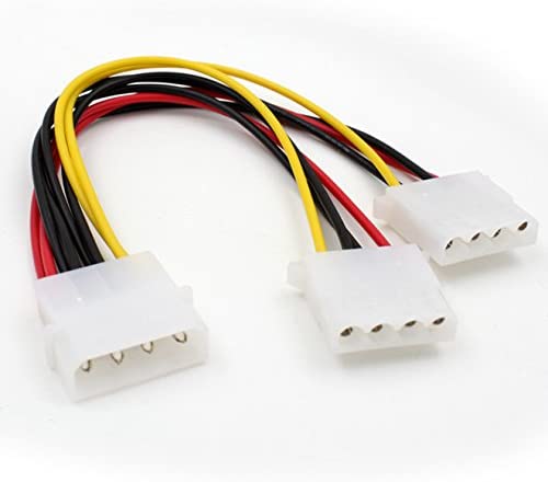 Molex Power Cable Splitter, 4 Pin Molex Female to Dual 4 pin molex Male
