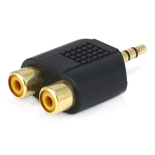 Prise stéréo de 3.5mm vers un adaptateur splitter à double prise RCA, plaquée or