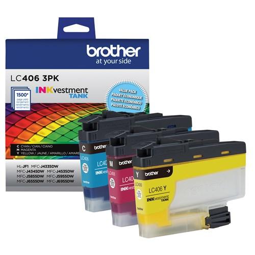 Brother Paquet de 3 cartouches d'encre couleur à rendement standard (LC4063PKS)