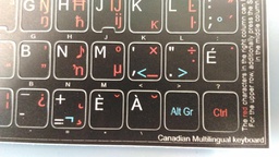 [UPSTICKCF1113RB] Autocollants pour clavier Francais Canadien opaque 11X13MM rouge sur noir