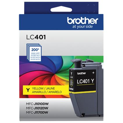 Brother Standard-yield Ink, Yellow, Yields approx. 200 pages (LC401YS)