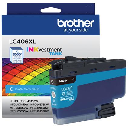 Brother INKvestment Tank High-Yield Ink, Cyan, Yields approx. 5,000 pages